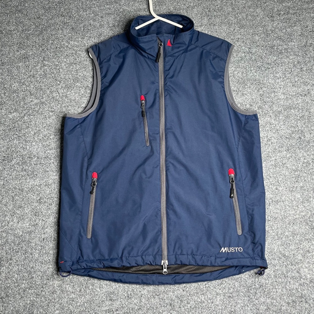 Musto Mens Navy Blue Full Zip Sailing Vest Mesh Lined Water Resistant Size M